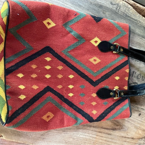 Large Fabric Purse Tote with Handles, from India - Picture 2 of 7